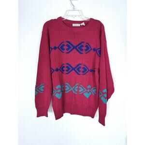 Vintage Cacharel Sweater Adults Small Oversized Pink Abstract Knit 70s 80s Retro
